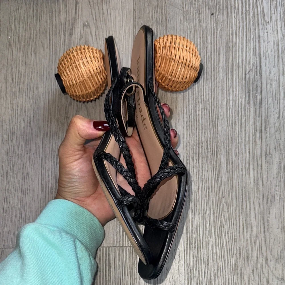 Kate Spade Black Braided Strap Sandals